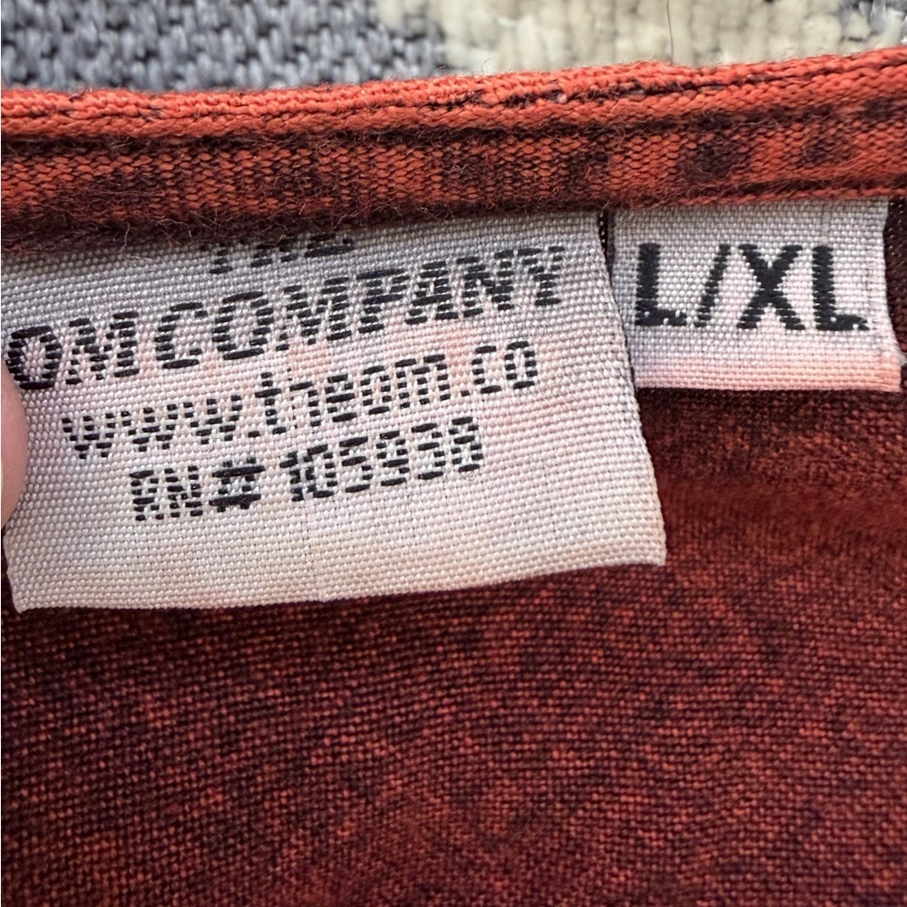 Embroidered Rust Button-Front Tunic Top - Picture 3 of 9